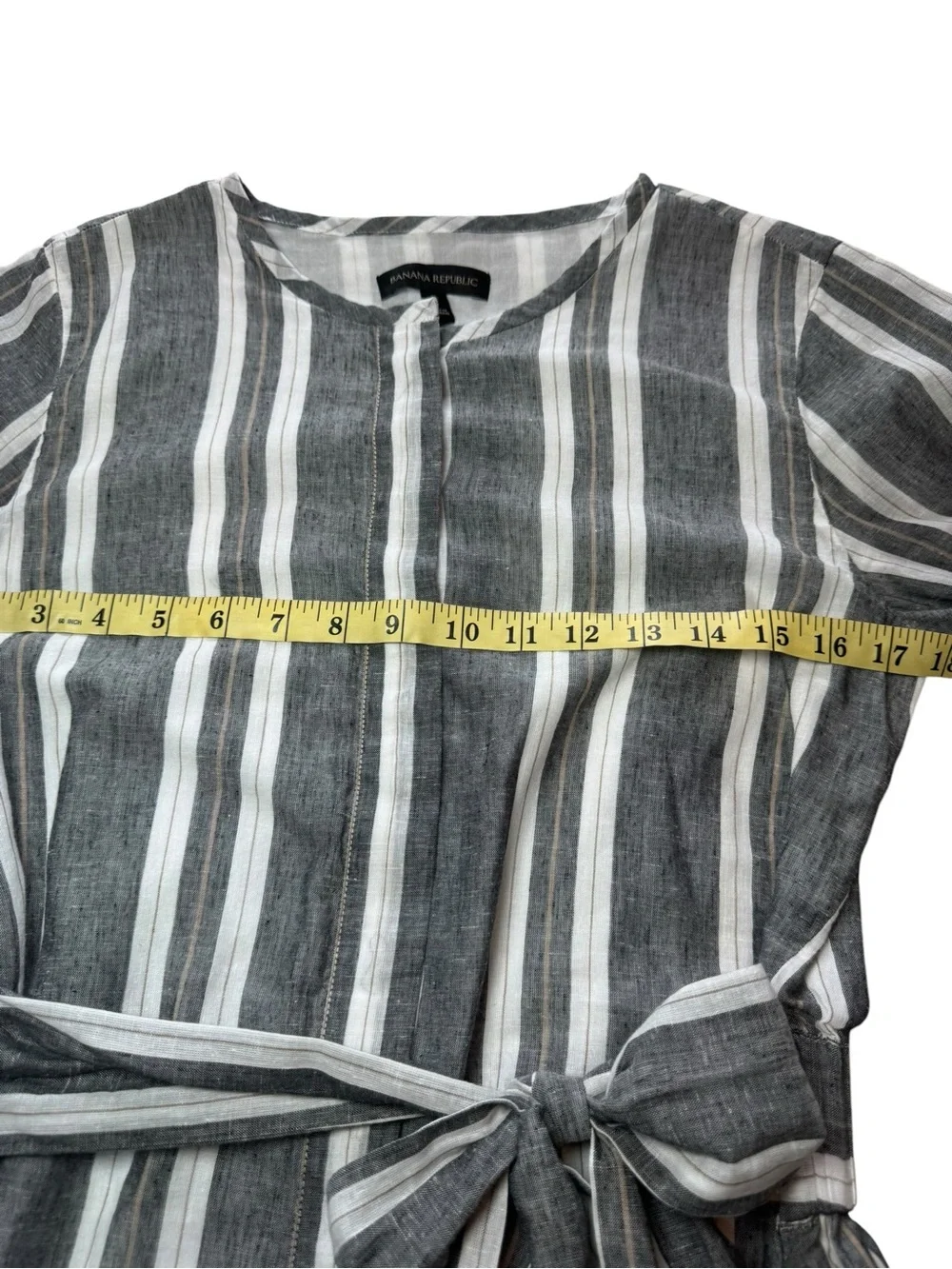 Banana Republic Women’s Gray & White Striped Tie-Waist Romper Size 4